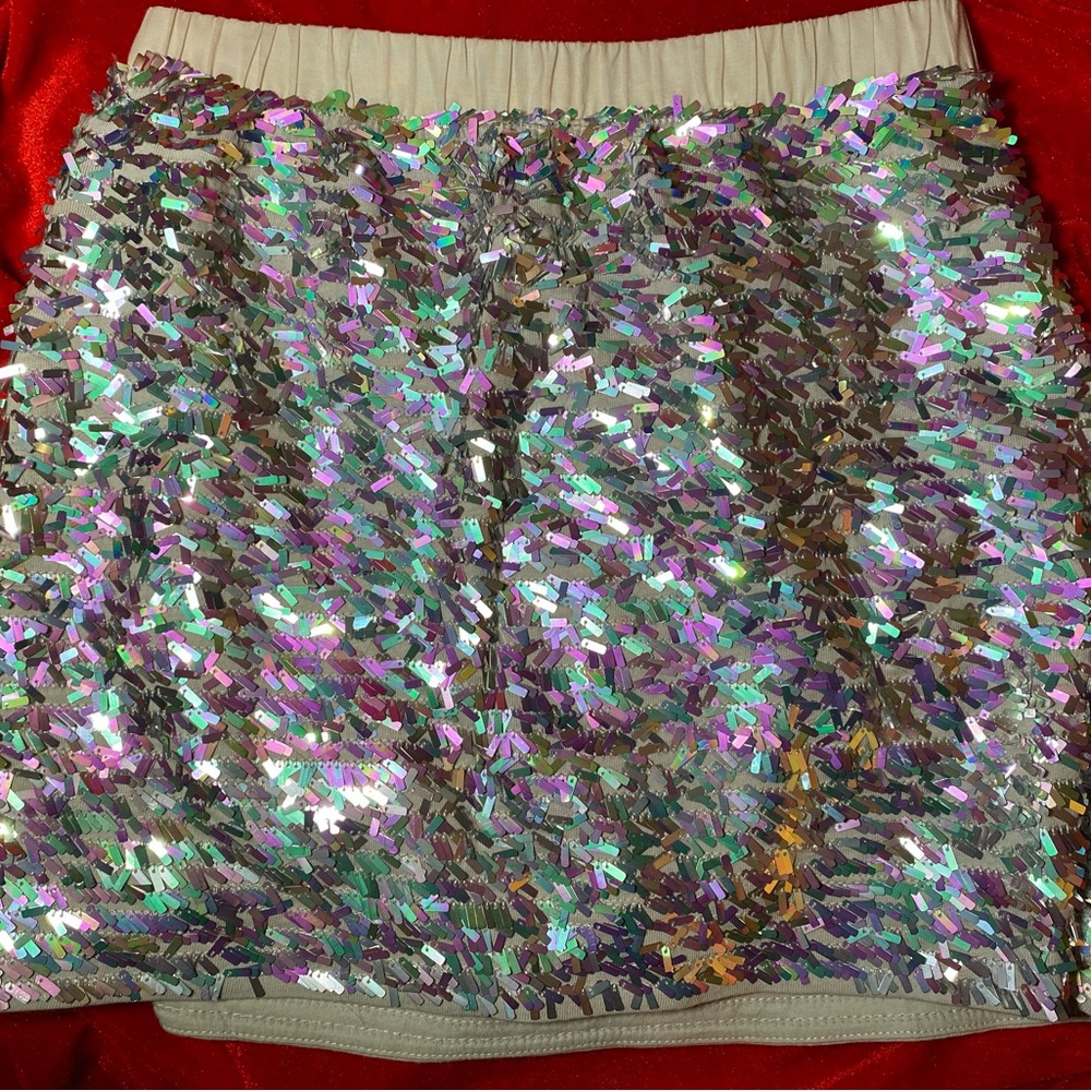 Crewcuts Iridescent Silver Sequin Mini Skirt